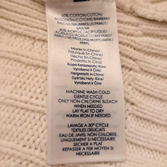 CHAPS Denim Women's Heritage Cream Cable Boxy Sweater Vest Sz XL - Picture 10 of 14